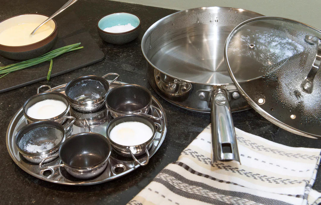 Stainless Steel Egg Poacher Pan - 6egg