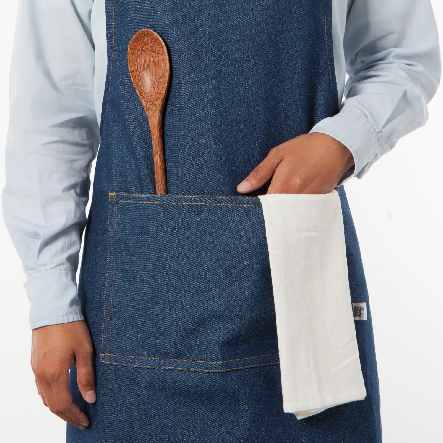 Denim Kitchen Apron with Pockets