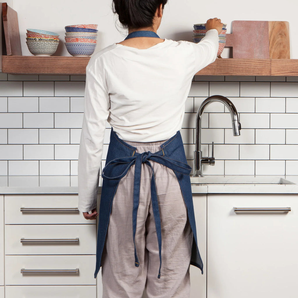 Denim Kitchen Apron with Pockets