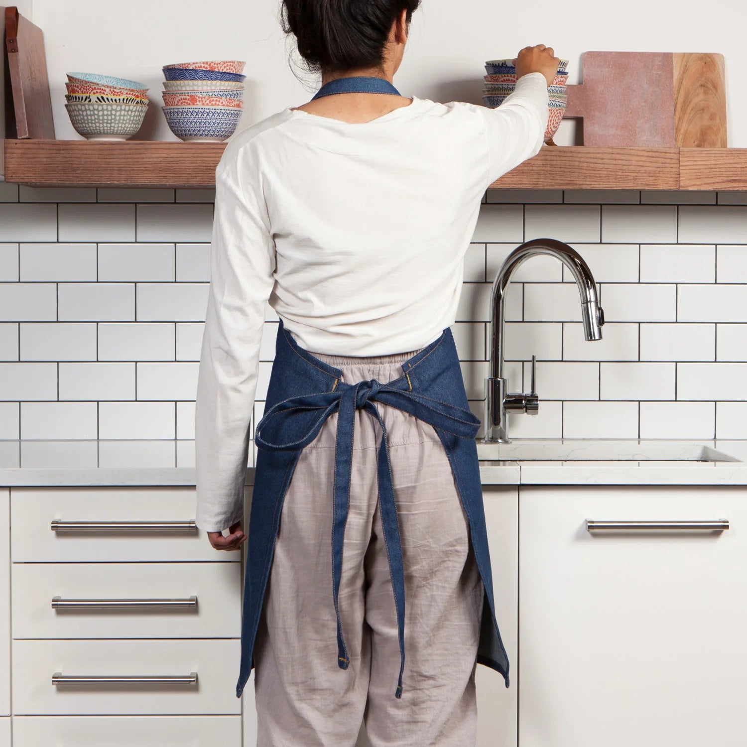 Denim Kitchen Apron with Pockets